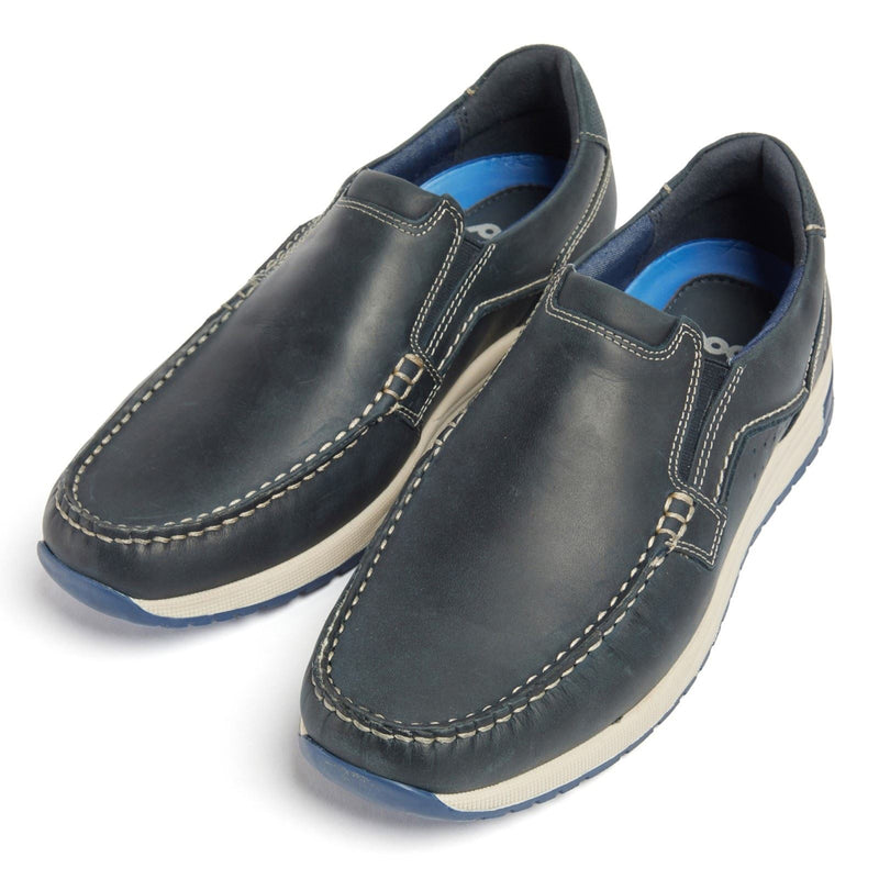 Pod Sean Leather Men's Navy Boat Shoes