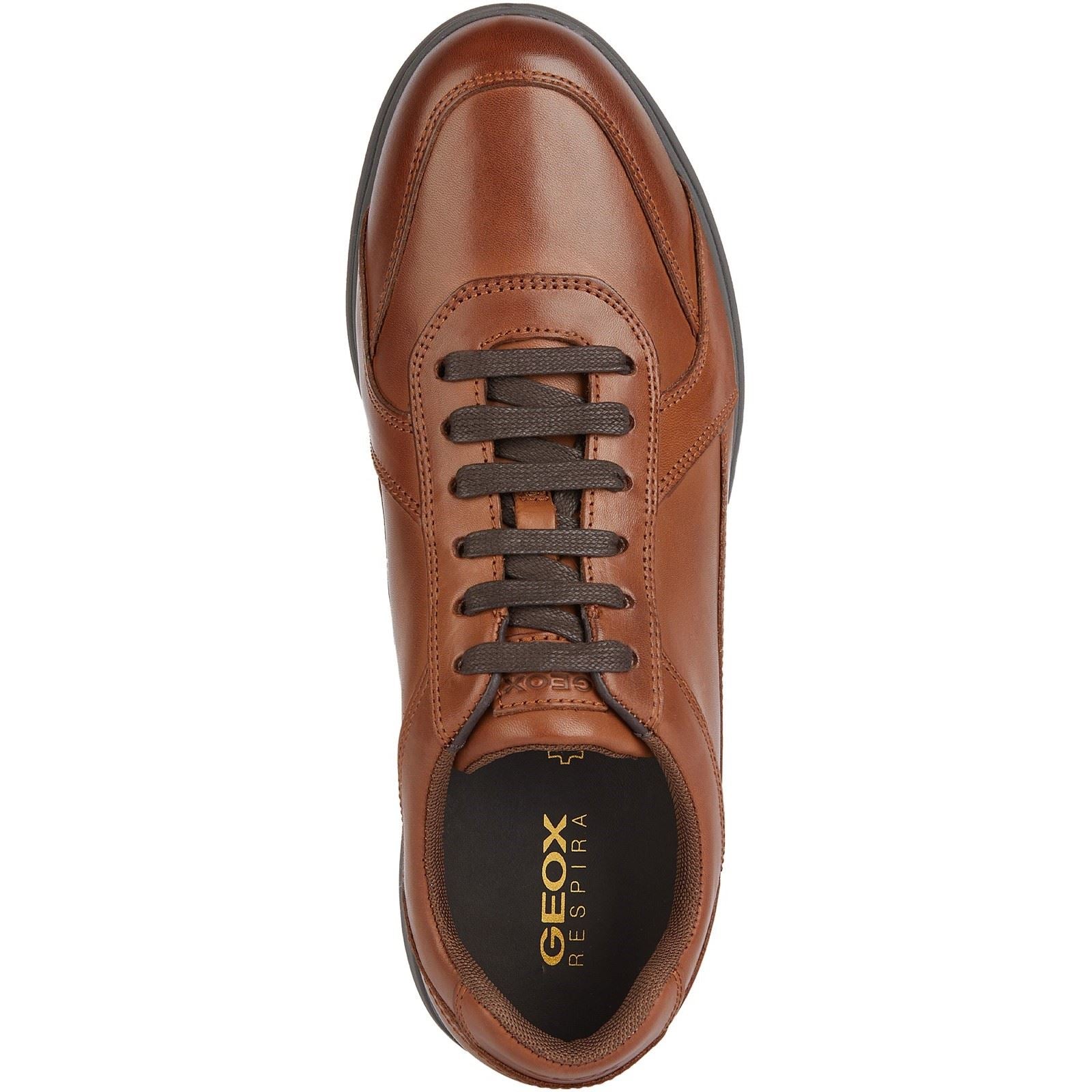 Geox U SPHERICA EC12 Leather Bovine Full Grain Men's Cognac Sneakers