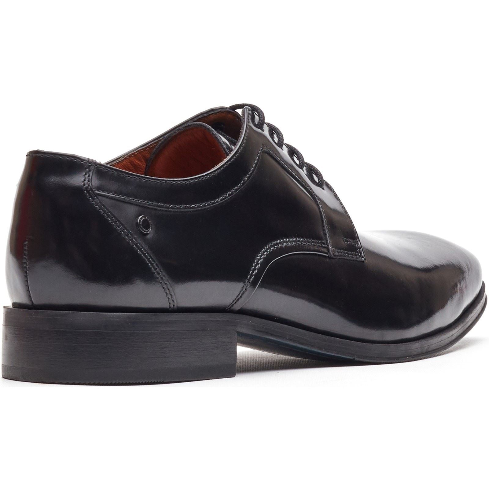 Base London Dome Lace Up Leather Men's Hi Shine Black Lace-Up Shoes