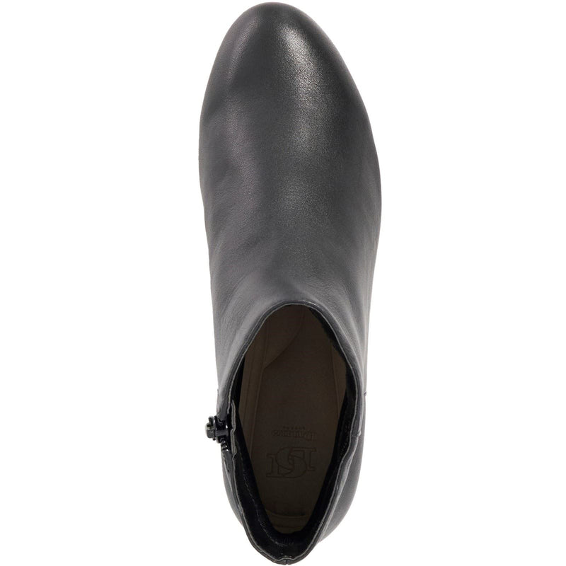 Dune Pippie Leather Women's Black Heeled Ankle Boots