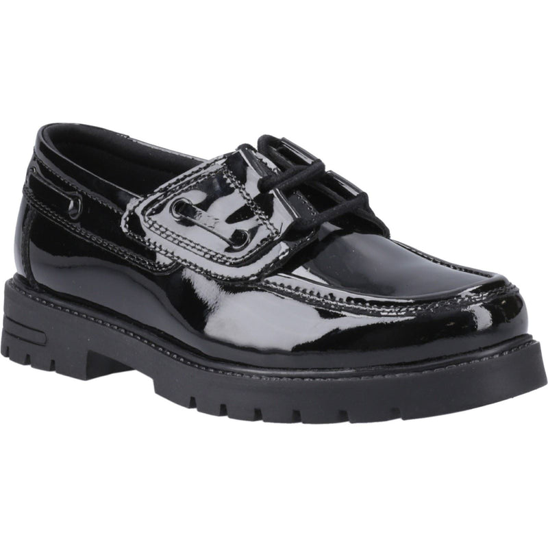 Hush Puppies Lucy Leather Girls's Black Boat Shoes