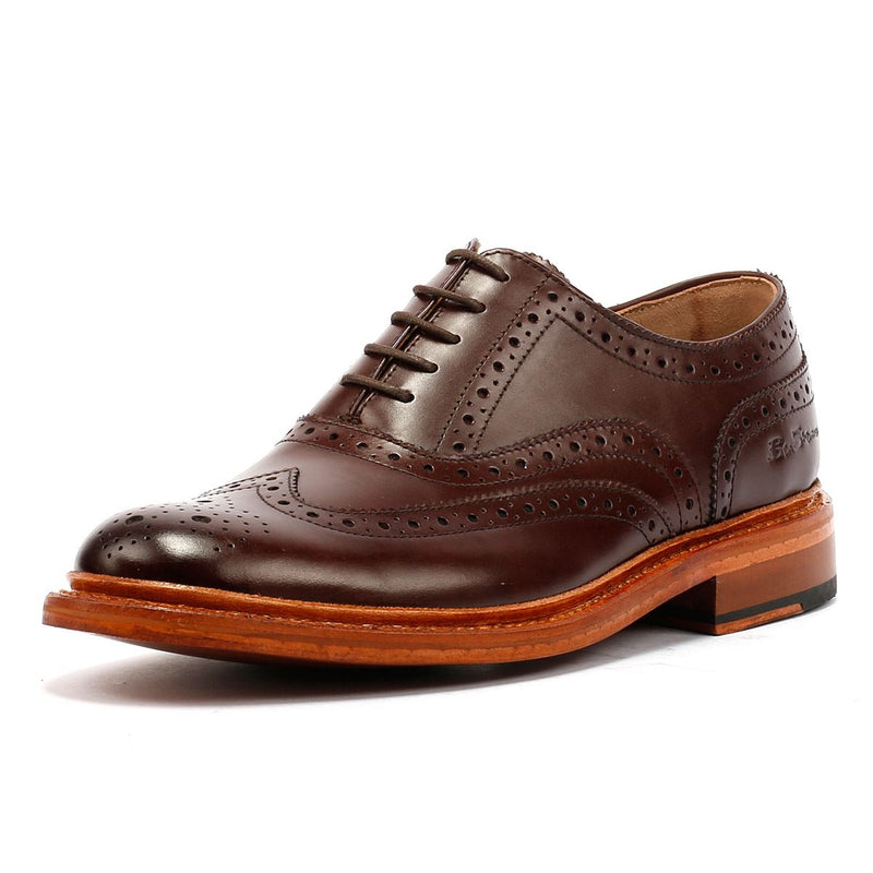 Ben Sherman Sugarman Brogue Leather Men's Mocha Lace-Up Shoes