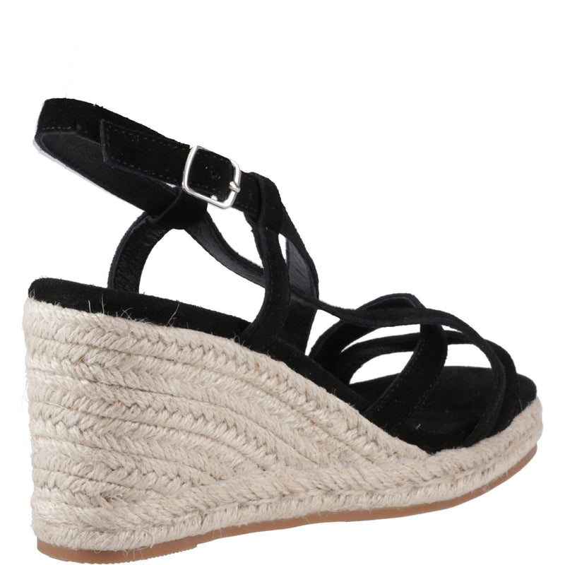 Hush Puppies Jenny Espadrille Wedge Suede Women's Black Wedges