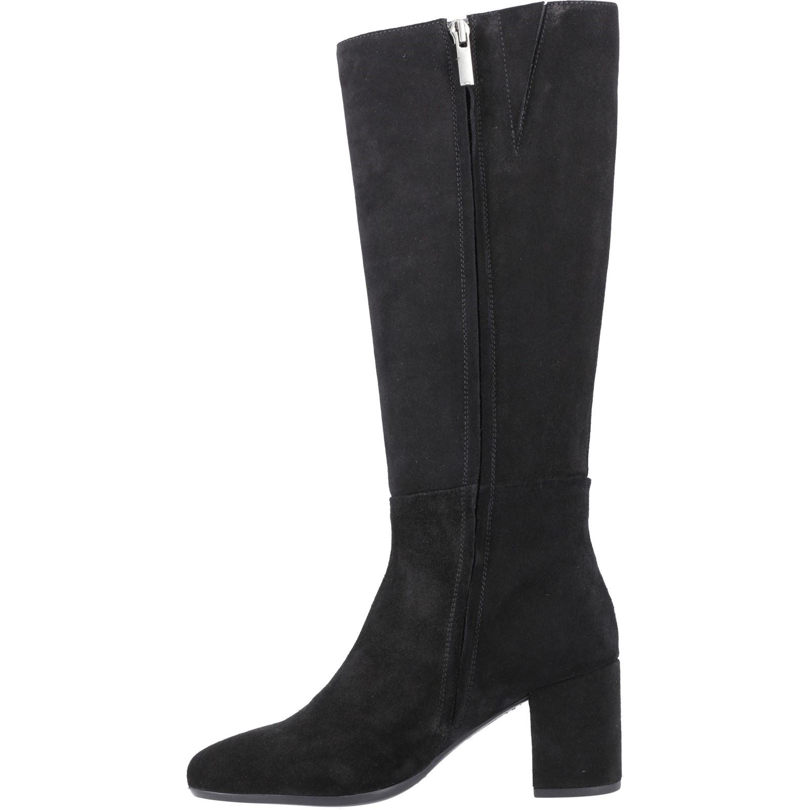 Hush Puppies Oprah Suede Long Leather Women's Black Heeled Knee High Boots