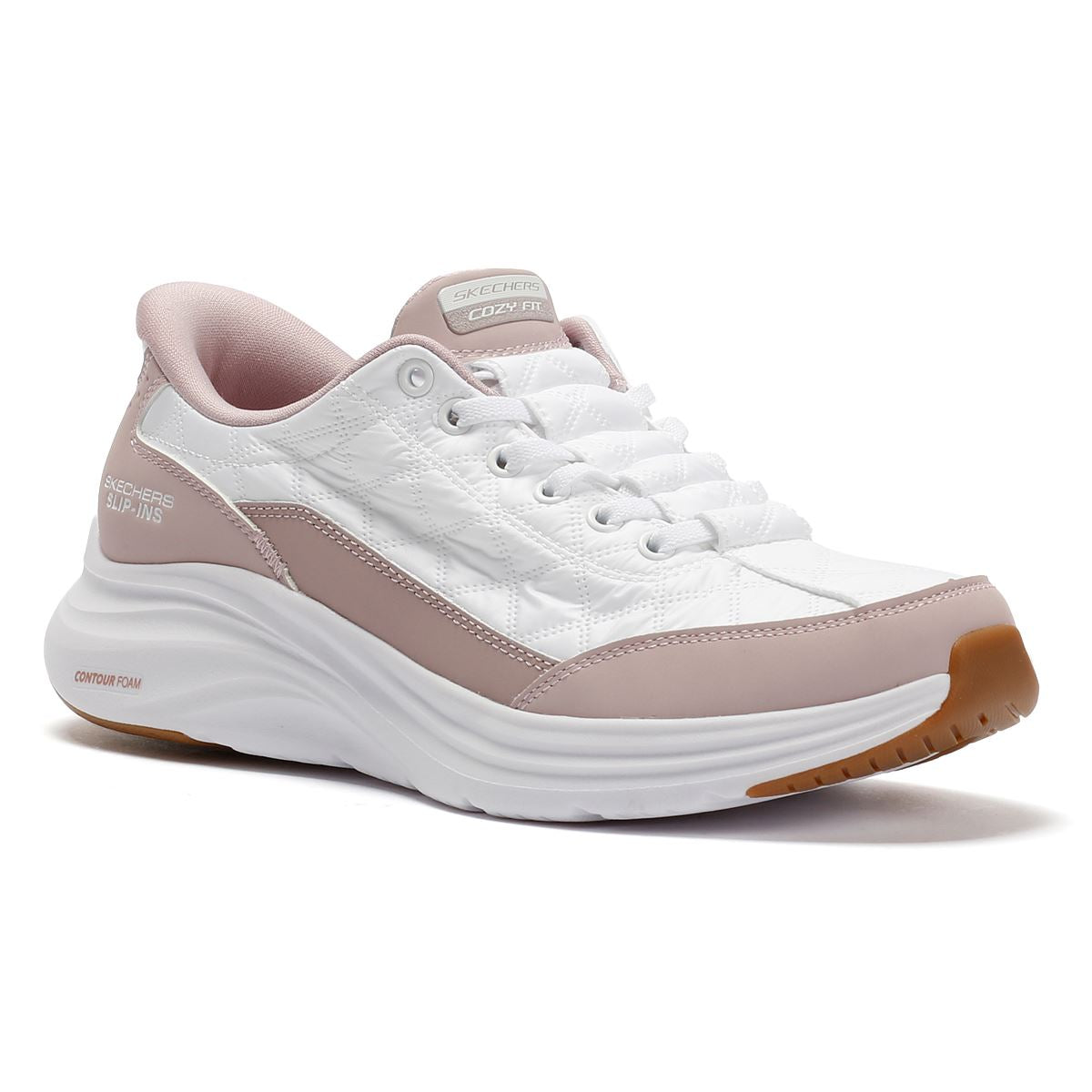 Skechers Slip-Ins Contour Foam Cozy Fit Women's White/Pink Sneakers