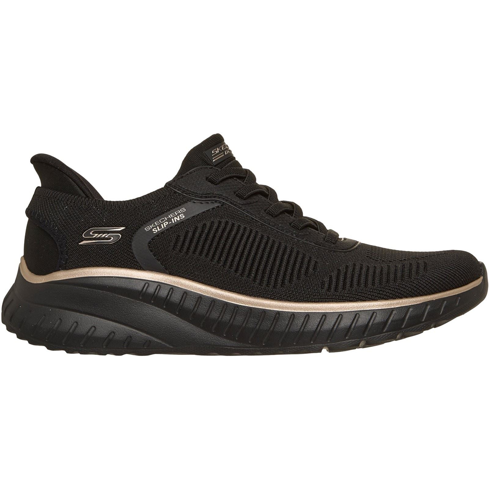 Skechers BOBS Sport Squad Chaos Textile Women's Black /Rose Gold Trainers