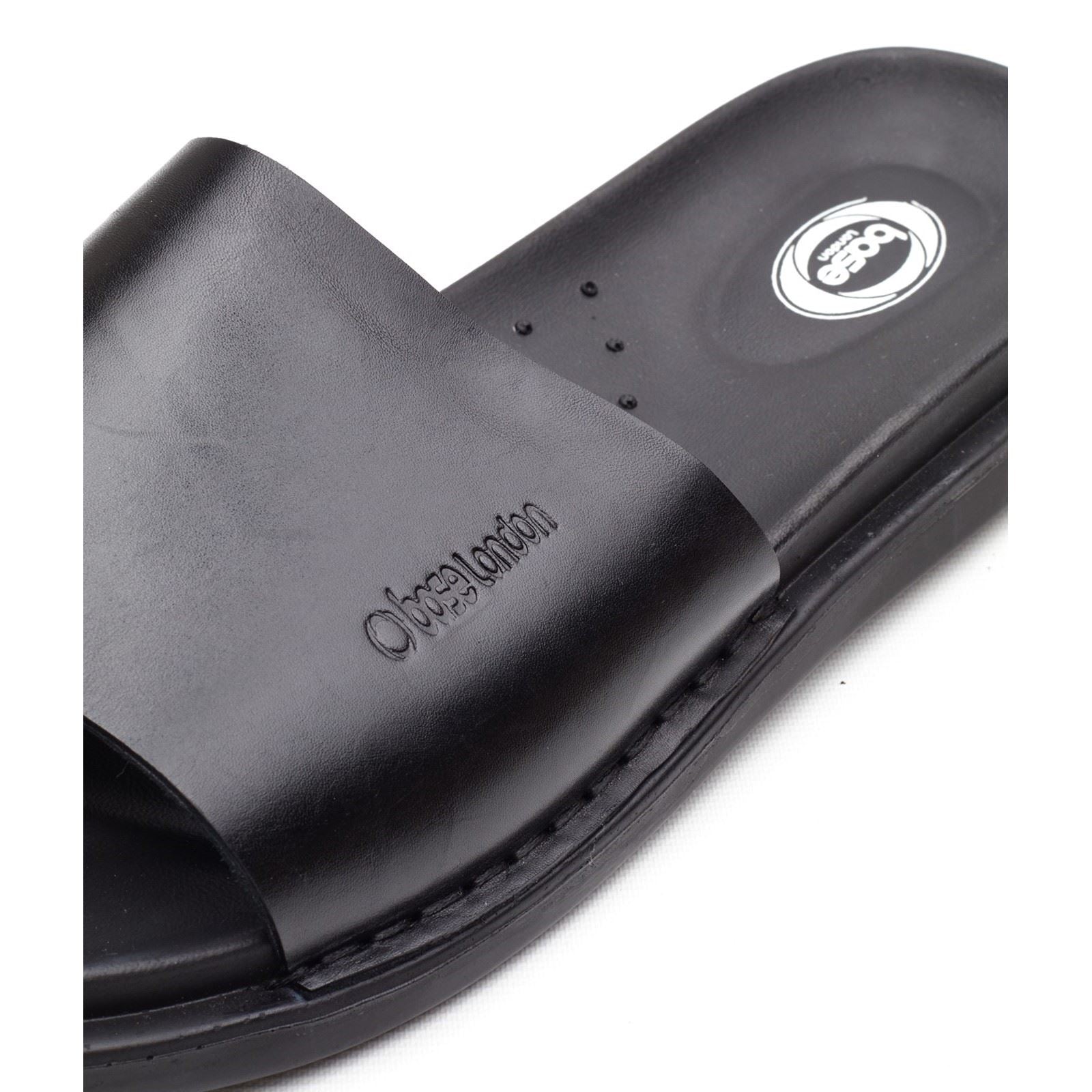 Base London Albany Leather Men's Black Slides