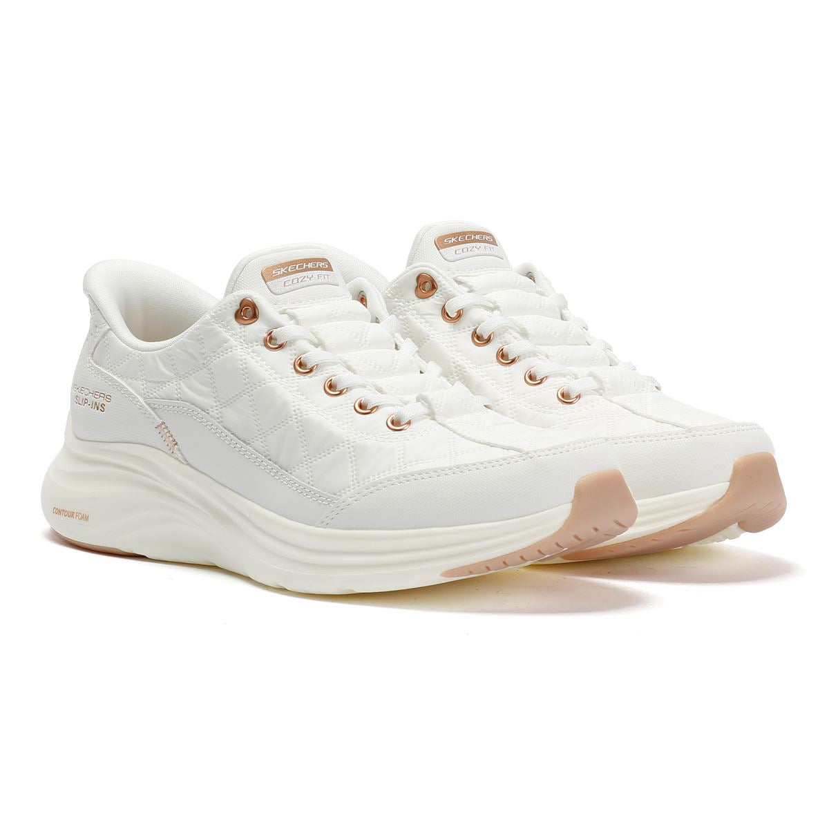 Skechers Slip-Ins Contour Foam Cozy Fit Women's White Sneakers