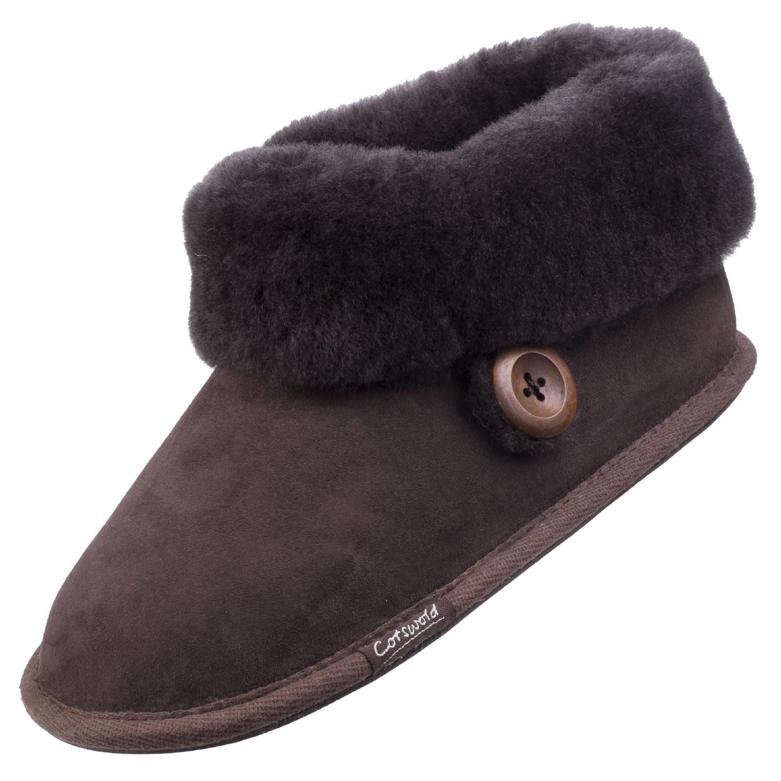 Cotswold Wotton Leather Women's Chocolate Slippers