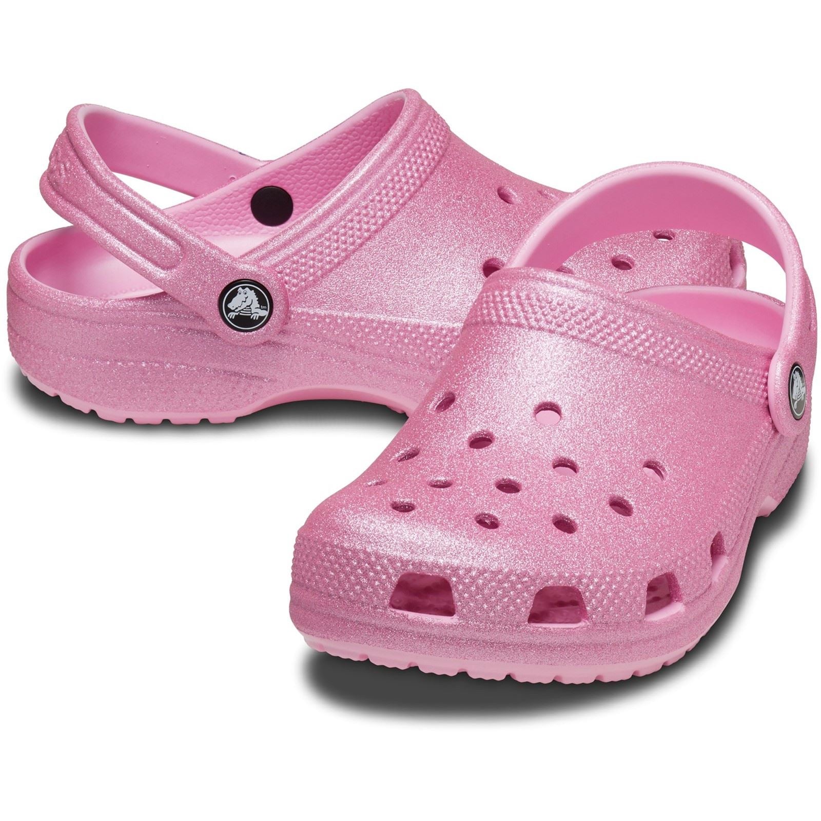 Crocs Classic Glitter Synthetic Pink Tweed Glitter Loafers