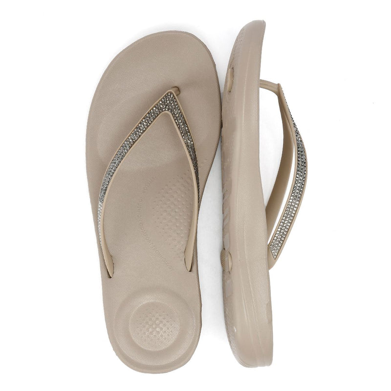 FitFlop Iqushion Ombre Sparkle Women's Taupe/Pewter Flip Flops