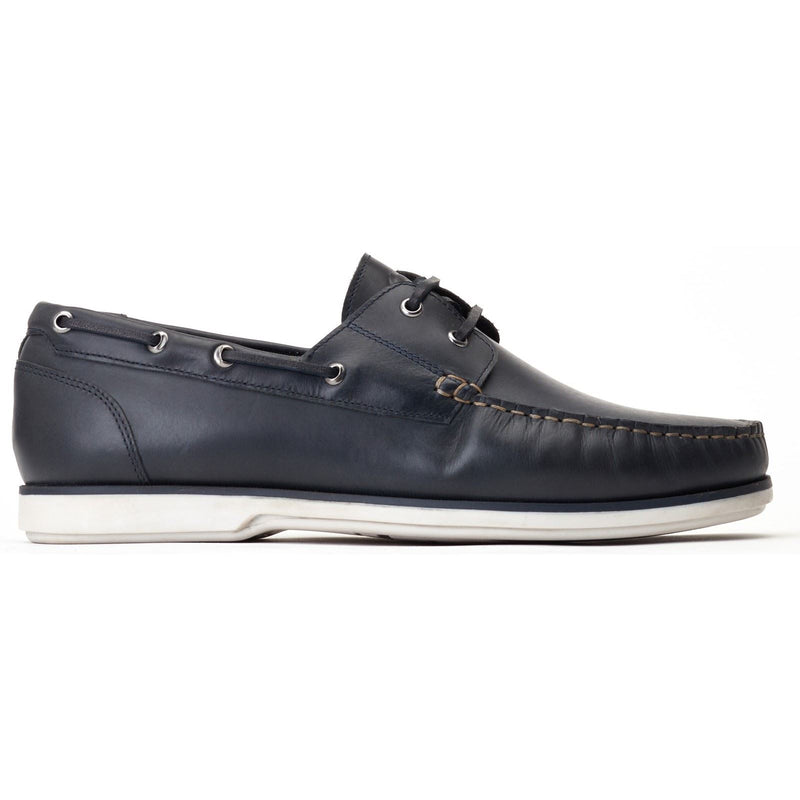 Base London Stern Leather Men's Navy Boat Shoes