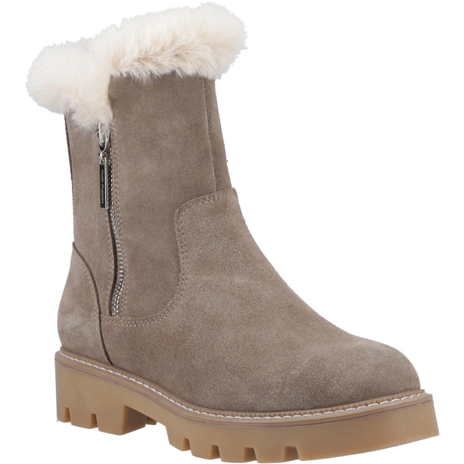 Hush Puppies Ambre Suede Women's Taupe Winter Mid Calf Boots
