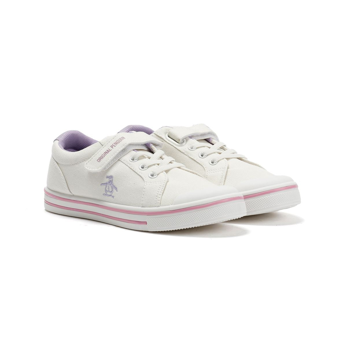 Penguin Junior Rainbow Canvas Girls's White/Lilac Sneakers