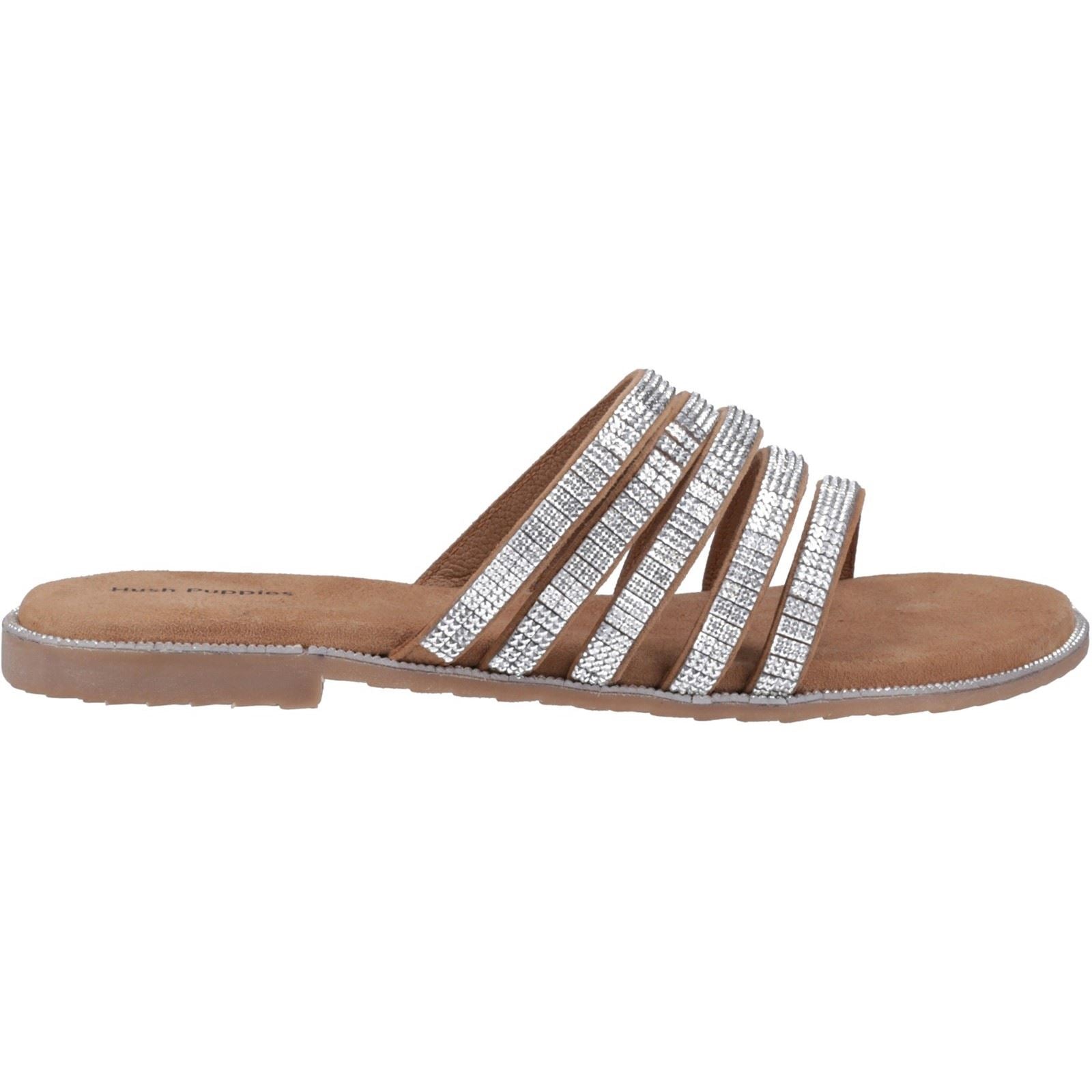 Hush Puppies Paris Slide Suede Women's Tan/Silver Sandals