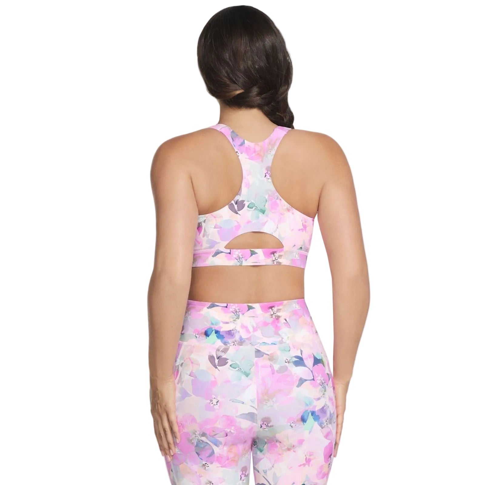 Skechers Performance GoWalk Seascape Floral Zip Front Bra Nylon Women's Pink Sports Bra