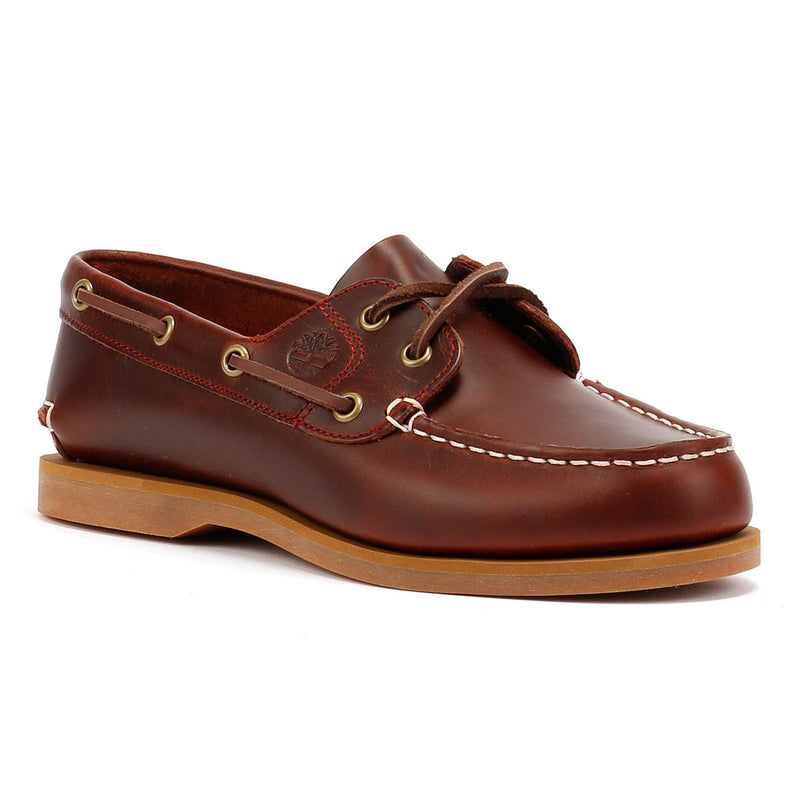 Timberland Classic 2 Eye Leather Women's Burgundy Boat Shoes