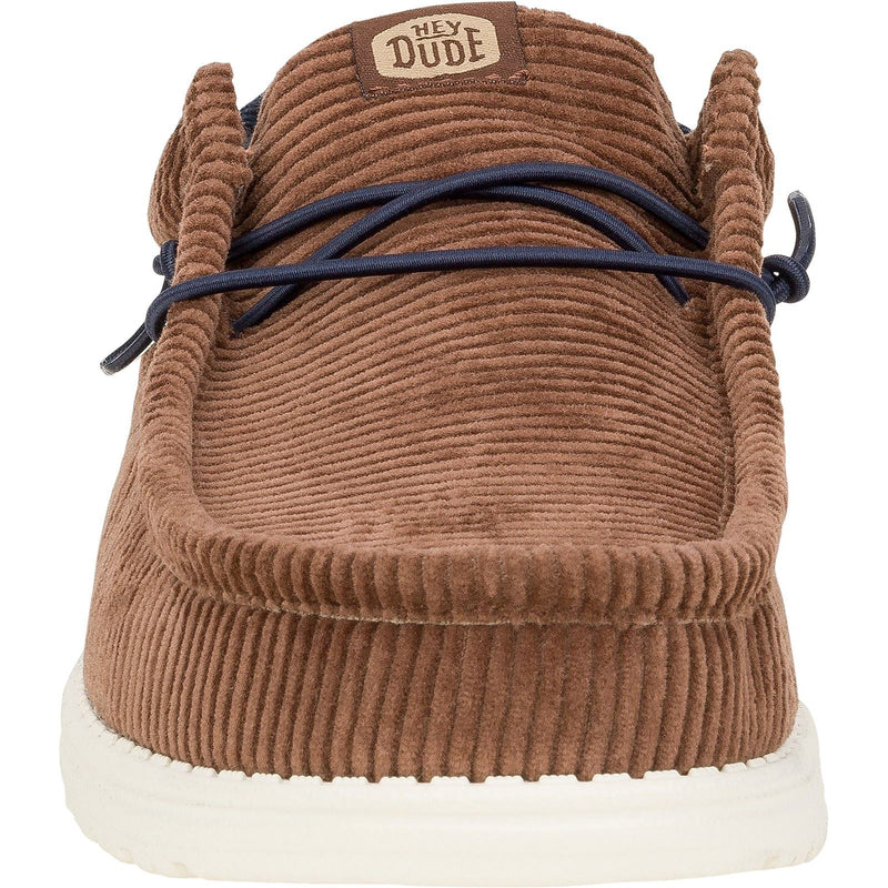 HEYDUDE Wally Funk Corduroy Textile Men's Espresso/Blue Jean Boat Shoes