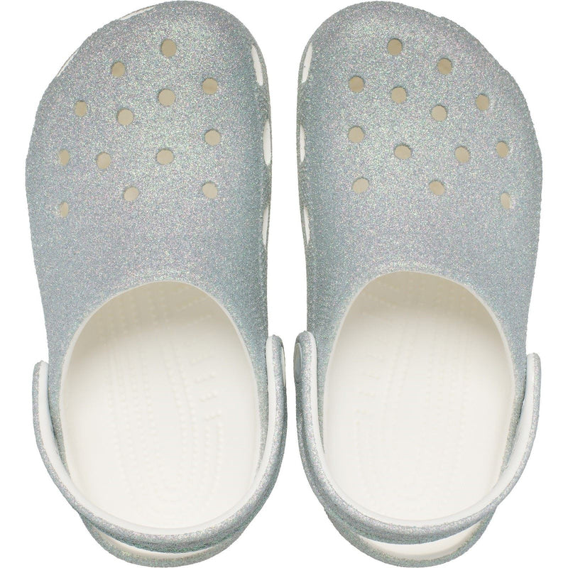 Crocs Classic Glitter Clog Synthetic White Loafers