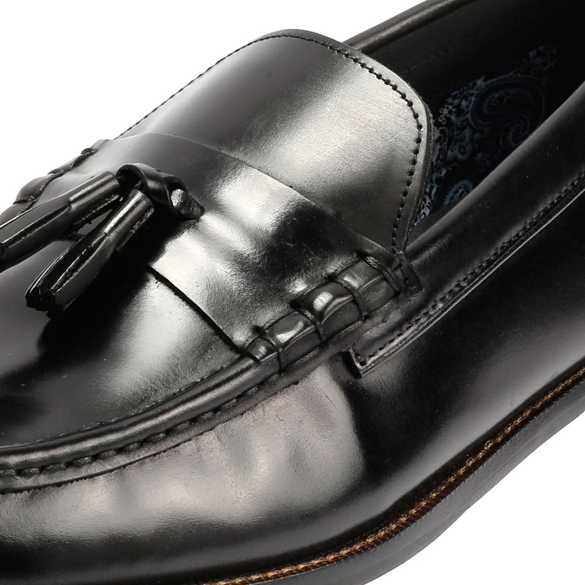 Ben Sherman Sid Brush Off Leather Men's Black Tassel Loafers