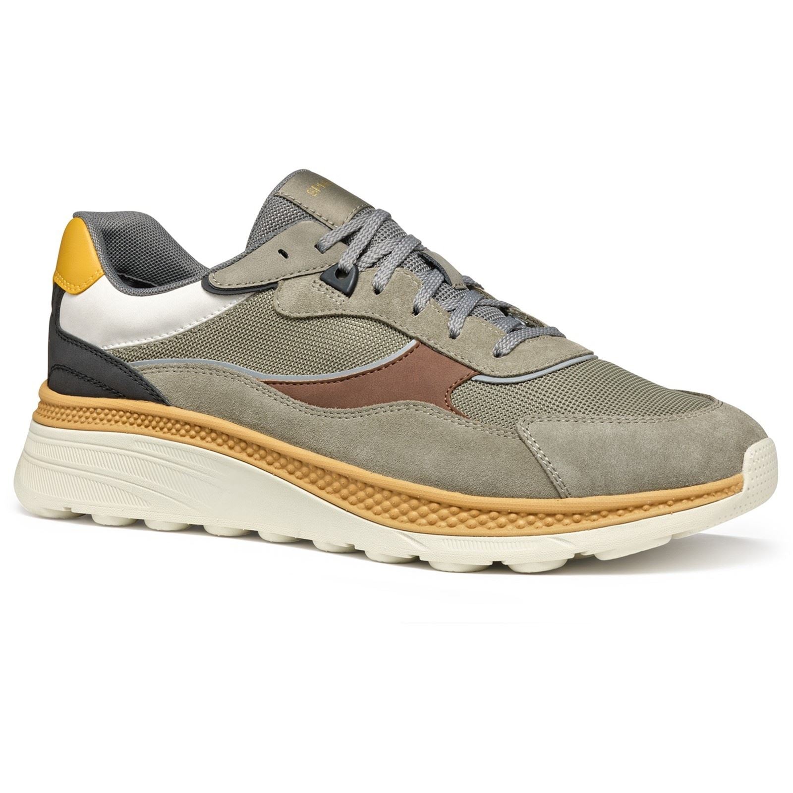 Geox U SPHERICA ACTIF X1 Synthetic Blend Men's Sage/Brown Sneakers