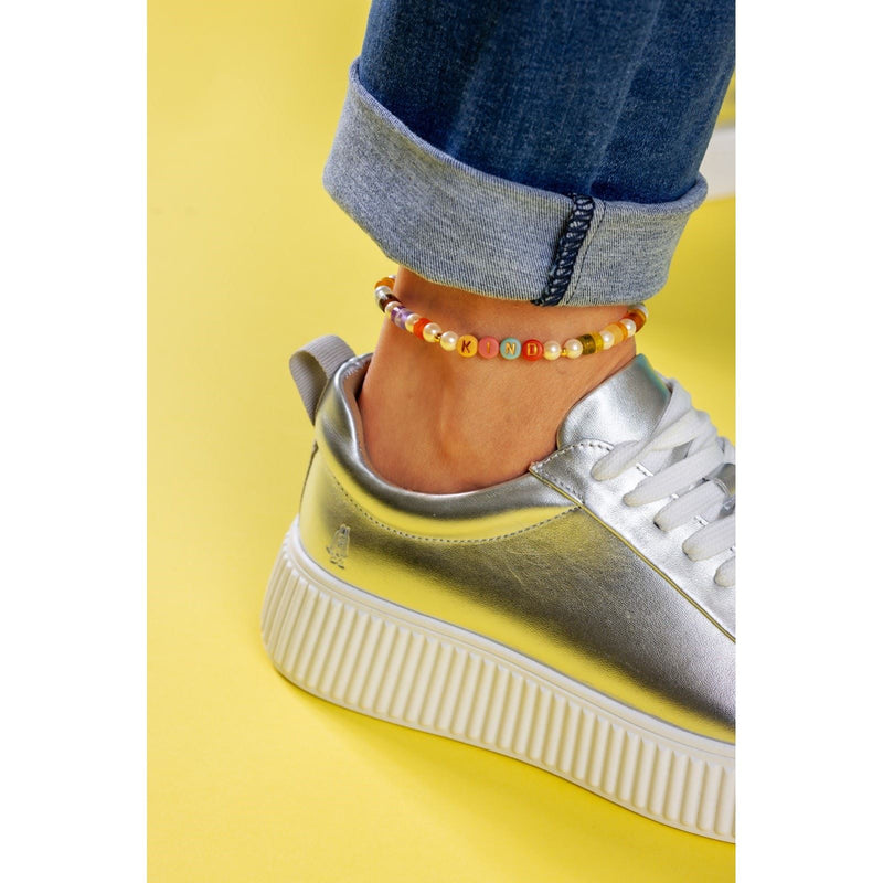 Hush Puppies Harlow Leather Women's Silver Sneakers