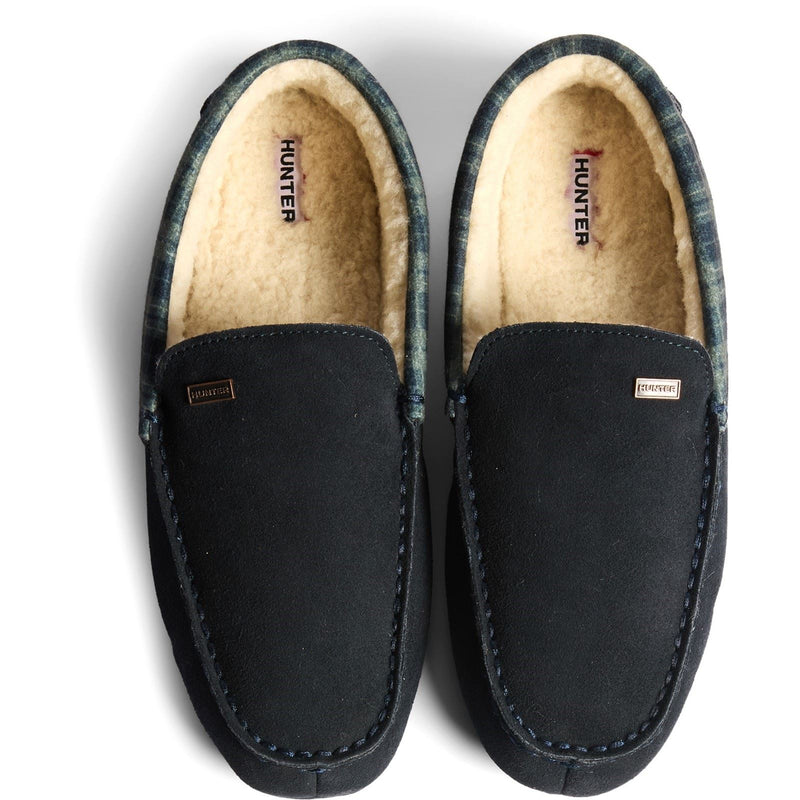 Hunter Moccassin Slipper Suede Men's Navy Slippers
