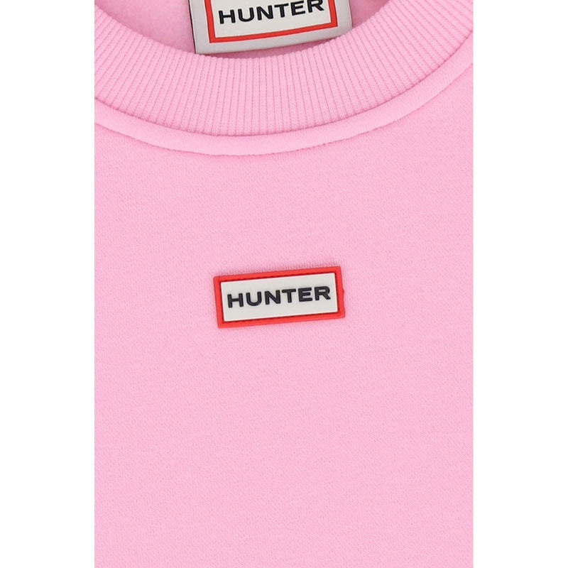 Hunter Tina Logo Cropped Crew Cotton Women's Pink Sweatshirt