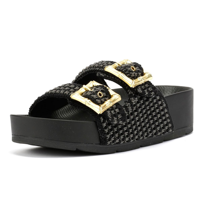 Desert Fleur Super Crochet Women's Black Sandals
