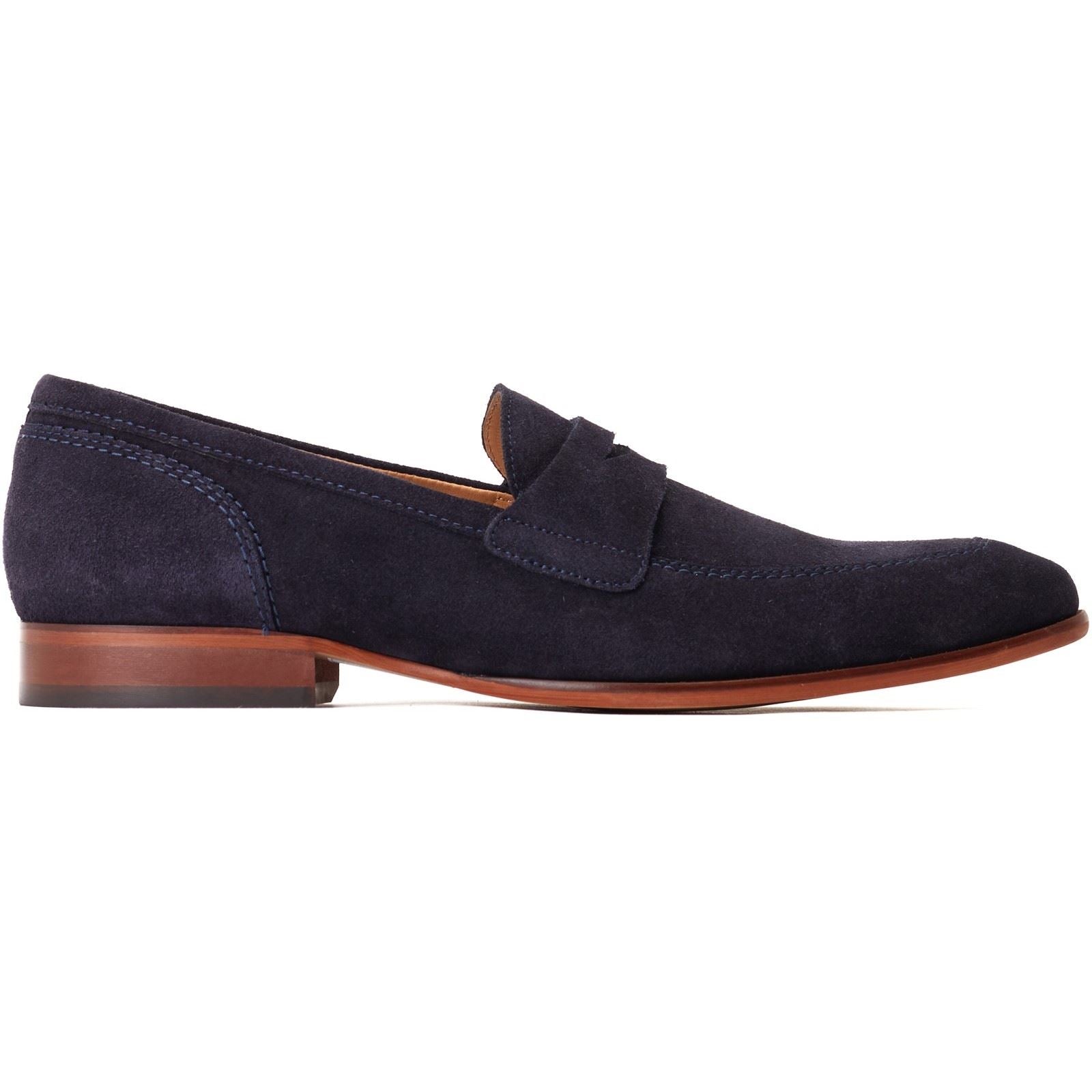 Base London Bruno Leather Men's Navy Loafers