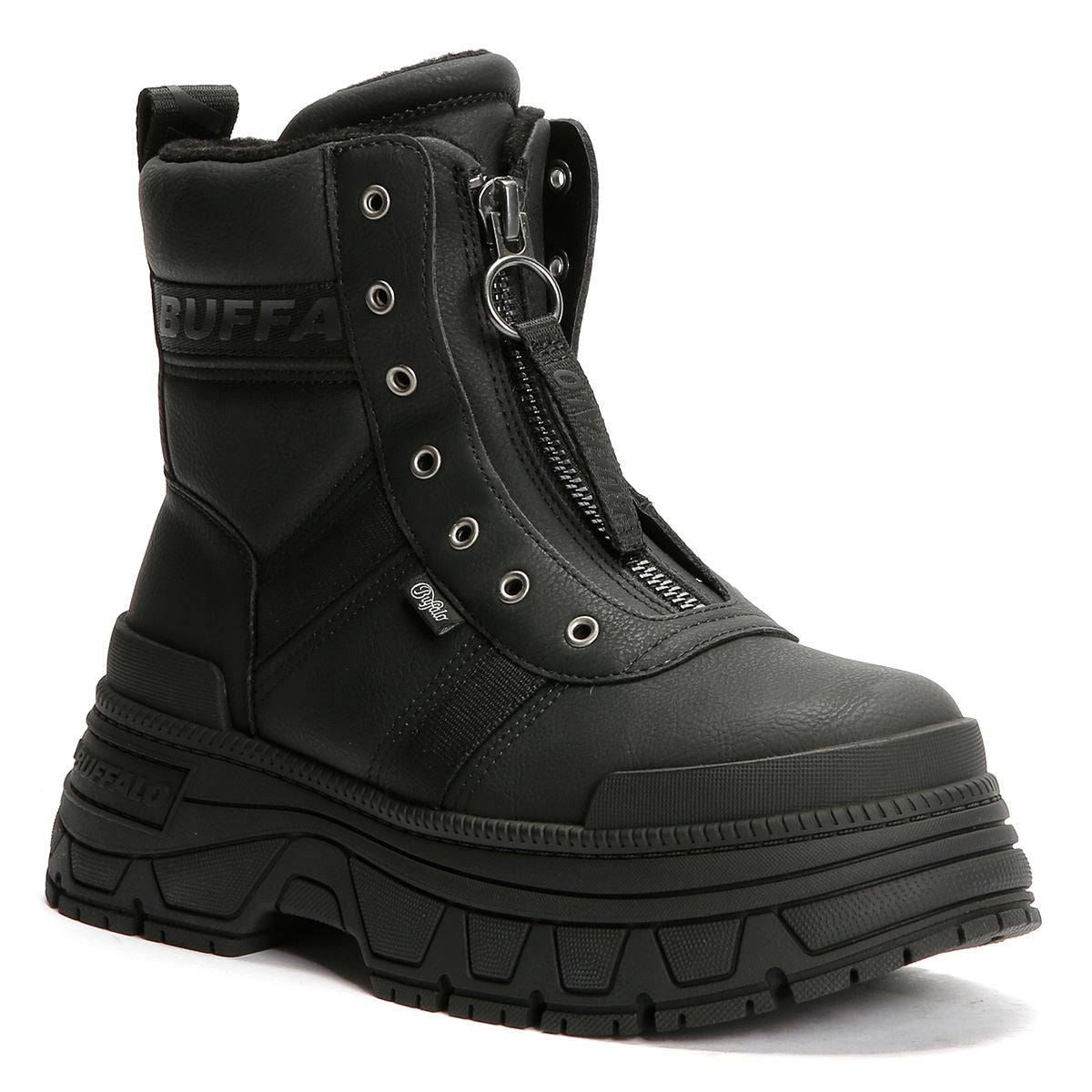 Buffalo Fusion Front Zip Women's Black Boots