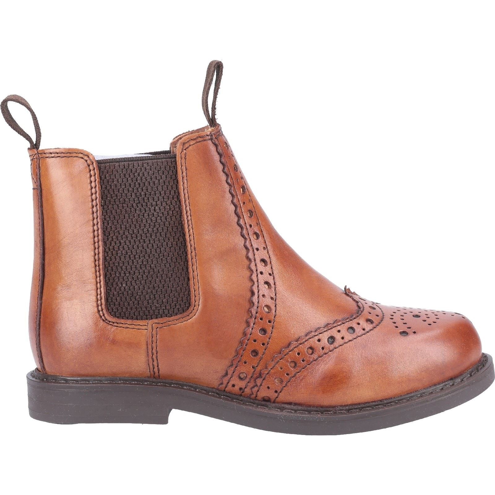Cotswold Nympsfield Leather Boy's Tan Flat Chelsea Boots