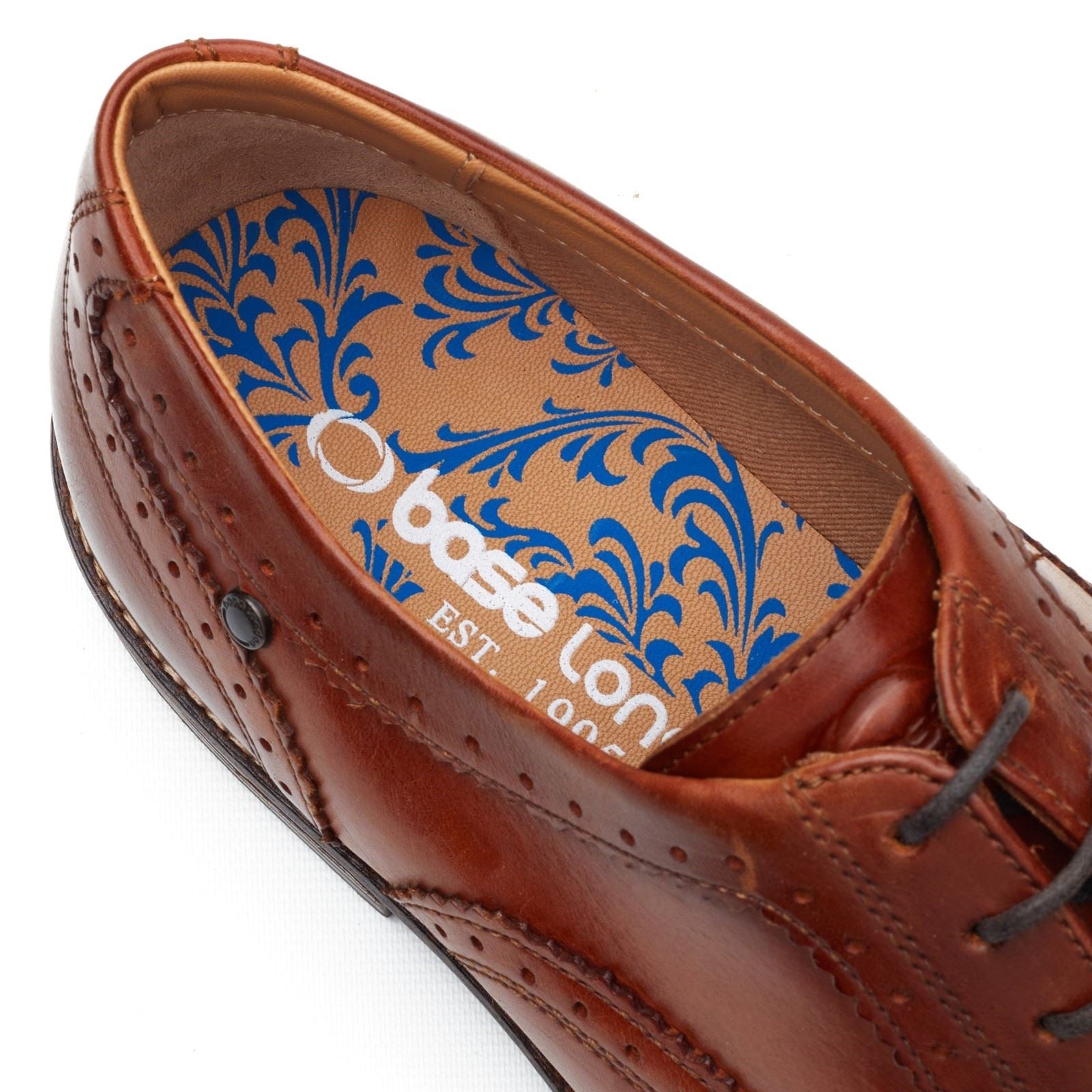 Base London Clarence Leather Men's Burnt Tan Brogues Shoes