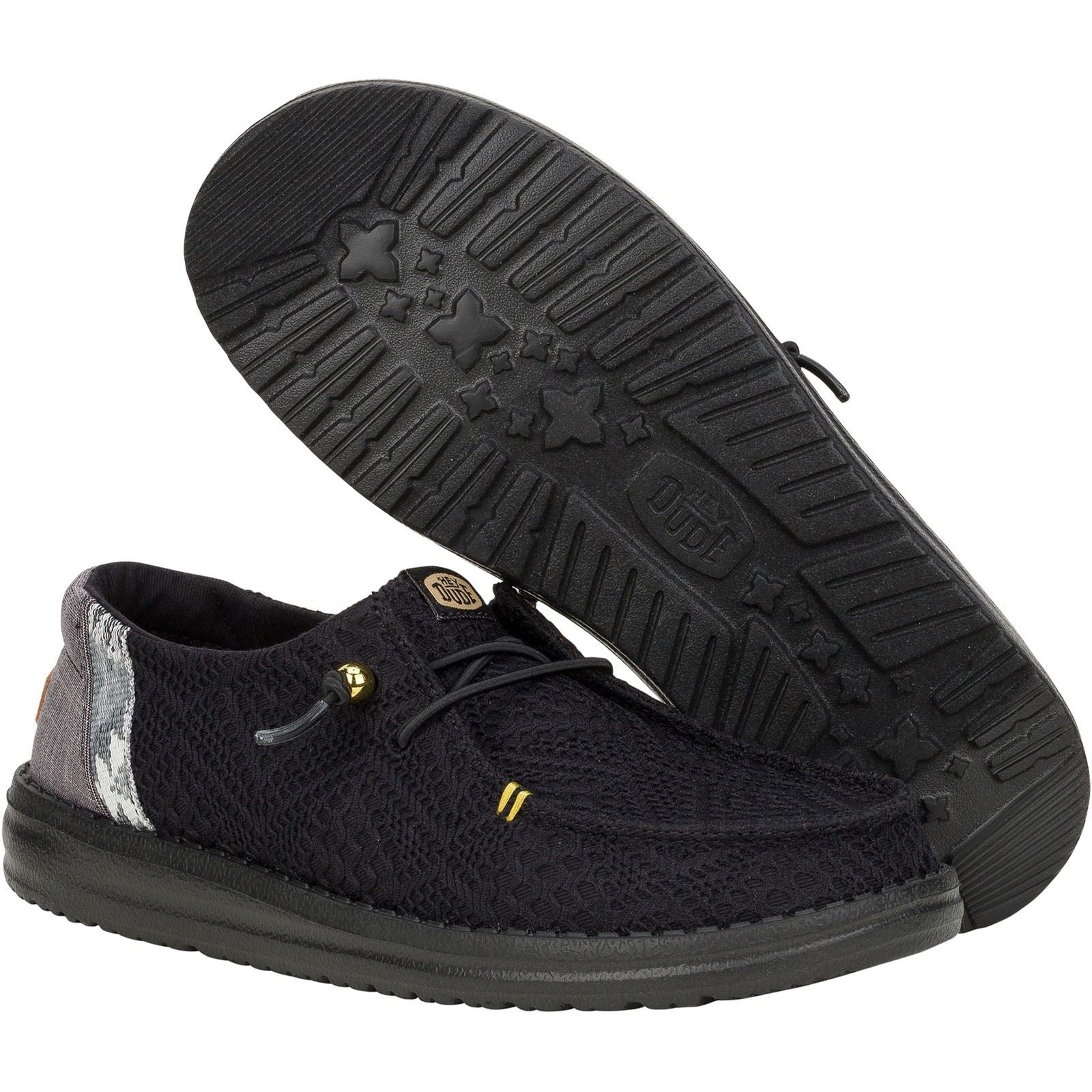 HEYDUDE Wendy Boho Crochet Synthetic Women's Black Shoes