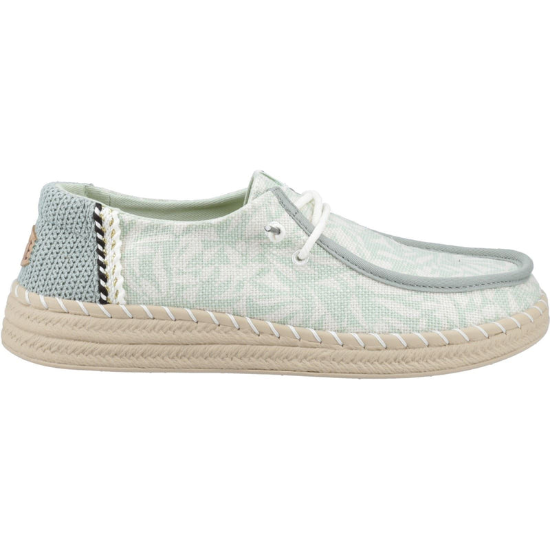HEYDUDE Wendy Espadrille Retro Palm Cotton Blend Women's Celadon Green/White Espadrilles