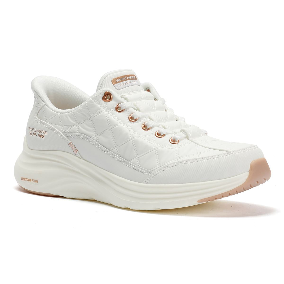 Skechers Slip-Ins Contour Foam Cozy Fit Women's White Sneakers