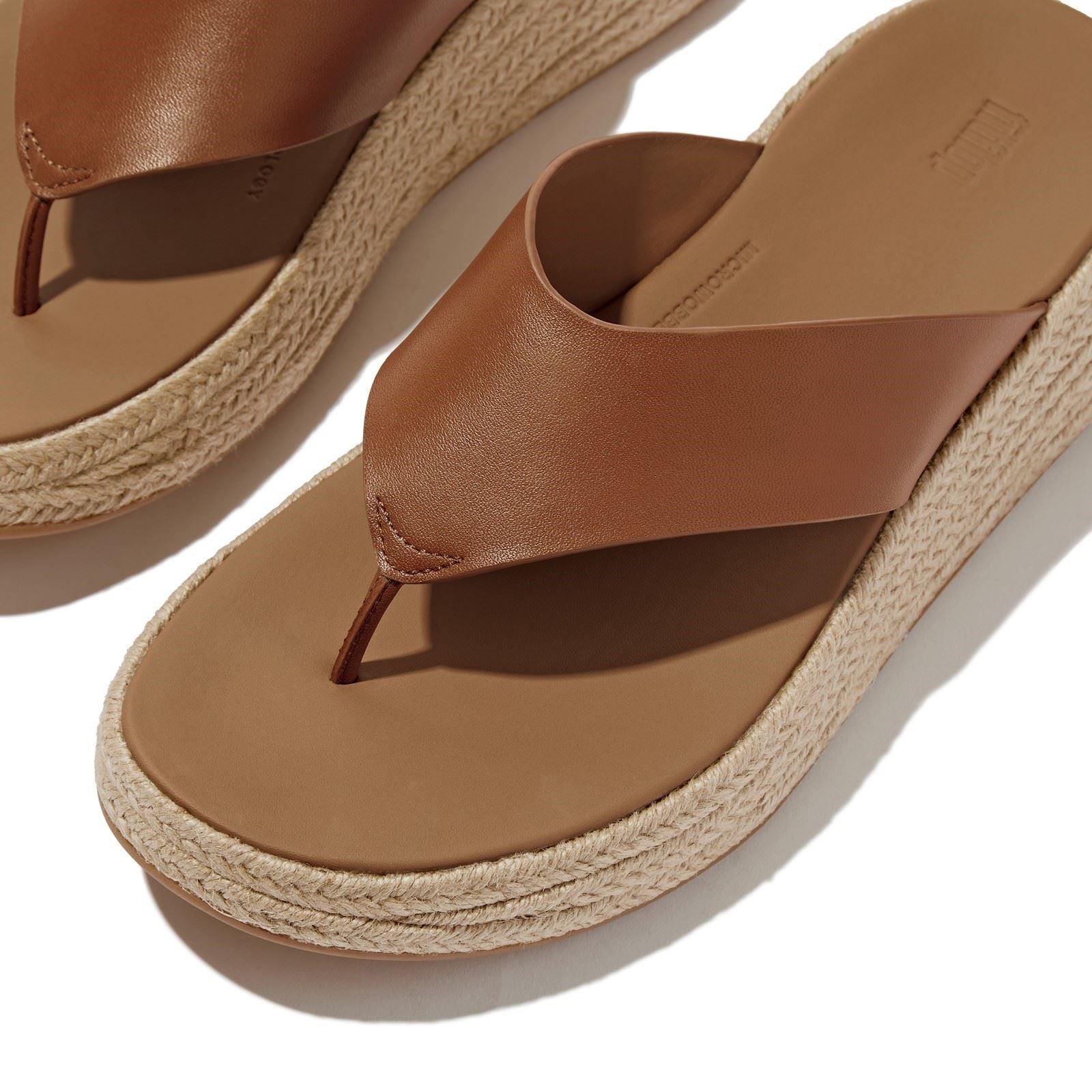 Fitflop F-Mode Toe Post Leather Women's Deep Tan Sandals