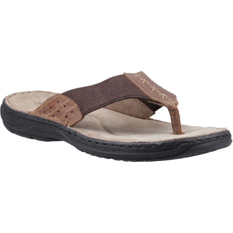 Hush Puppies Alan Toepost Leather Men's Tan Flip Flops