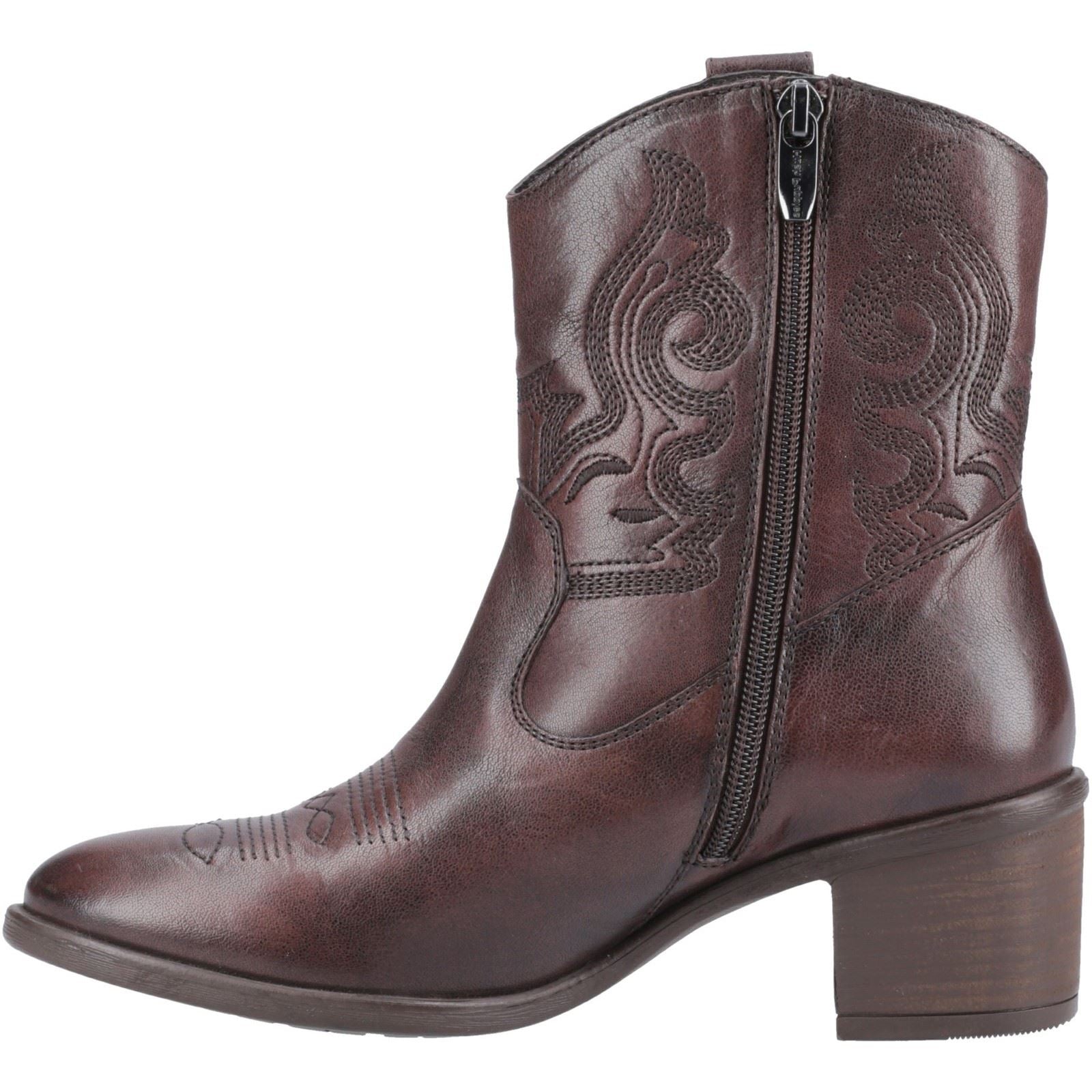 Hush Puppies Wynn Leather Women's Chocolate Heeled Ankle Boots