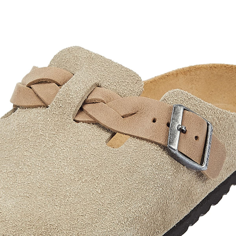 Birkenstock Boston Braided Taupe Suede Regular Clogs