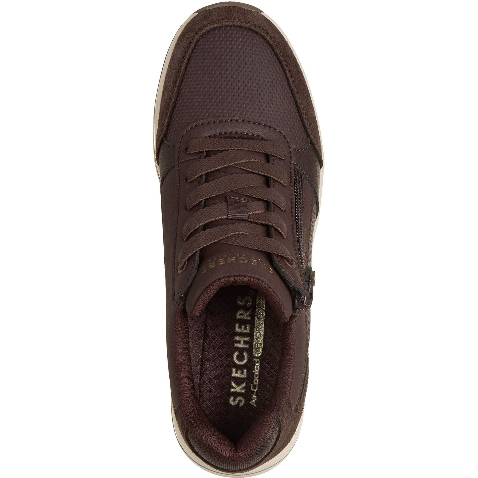 Skechers Billion Flex Luxe Up Leather Womens Chocolate Duraleather/Mesh Trainers