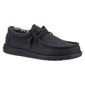 HEYDUDE Wally Canvas 100% Cotton Men's Black Boat Shoes