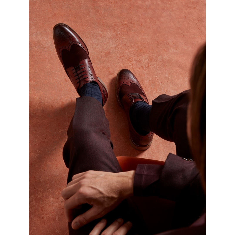 Hush Puppies Dustin Leather/Suede Men's Burgundy Brogues Shoes