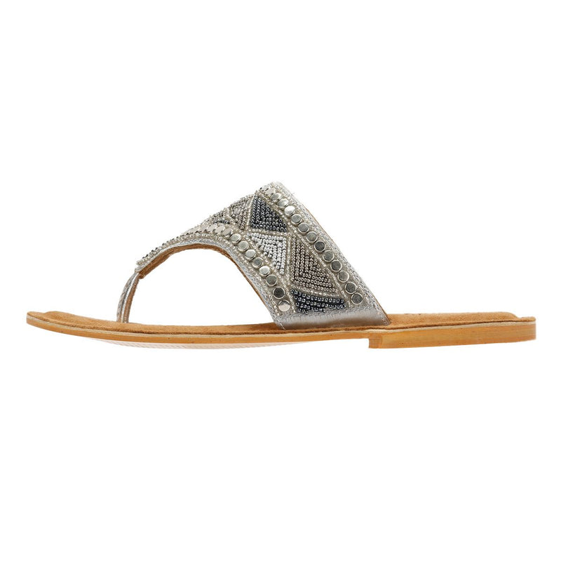 Tower London Wide Vamp Toepost Women's Silver Sandals