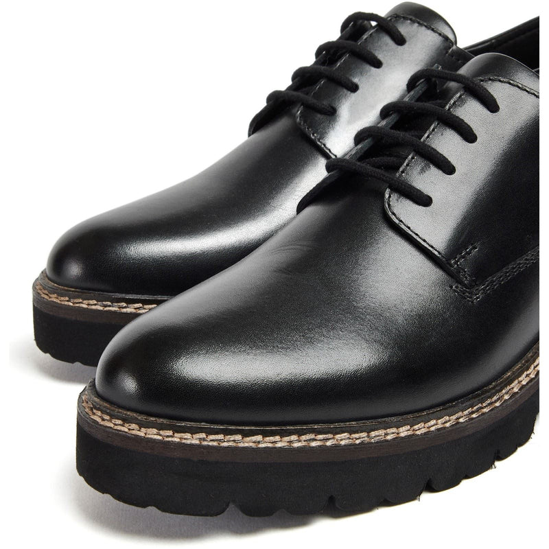 Pod Kris Leather Women's Black Derby Shoes