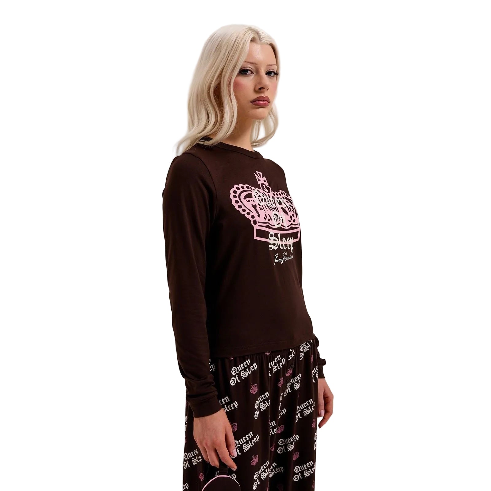 Juicy Couture Queen Of Sleep Polyester Women's Brown Loungewear Set