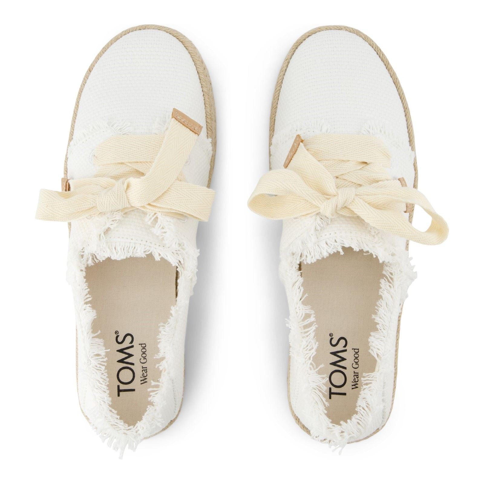 TOMS Carolina Lace Up Cotton Women's White Beachside Shoes