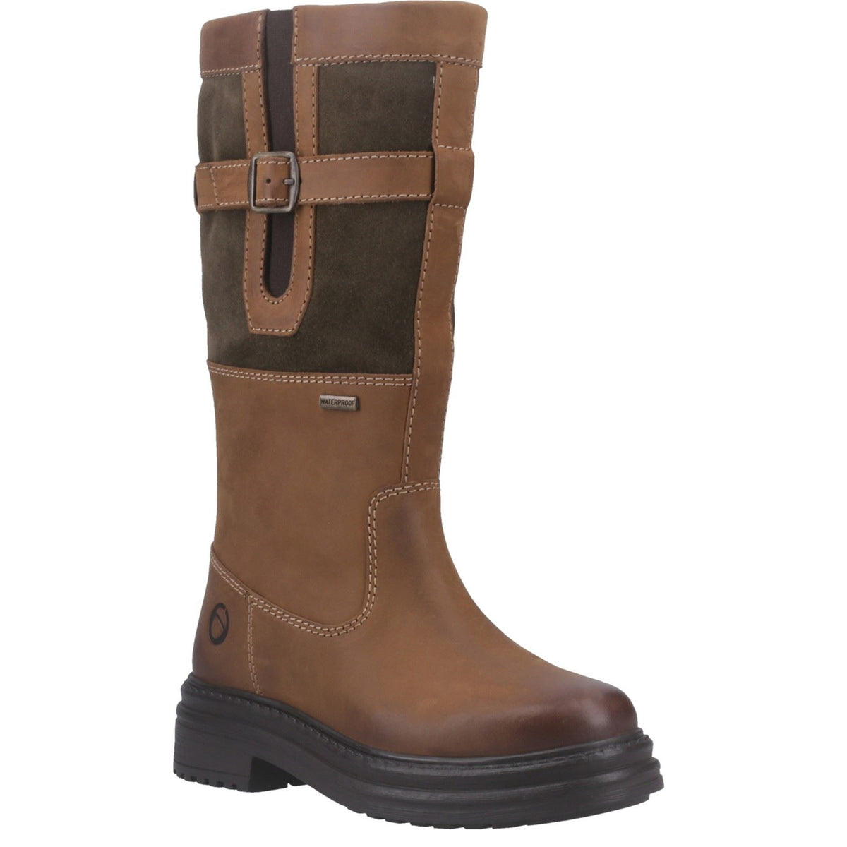 Cotswold Broadwell Leather Women's Tan/Green Boots