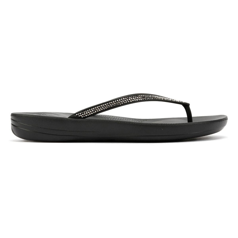 FitFlop Iqushion Sparkle Rubber Women's Black Flip Flops