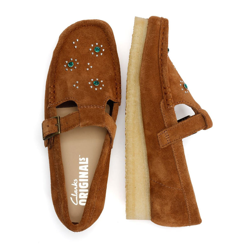 Clarks Originals Wallabee T Bar Suede Women's Brown Shoes